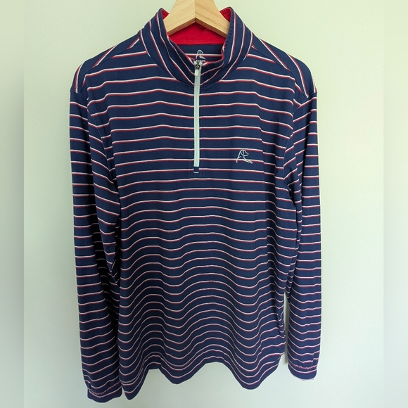 Rhoback Other - Rhoback Quarter Zip Patriotic Long Sleeve Polo Golf Shirt Men's Size Medium